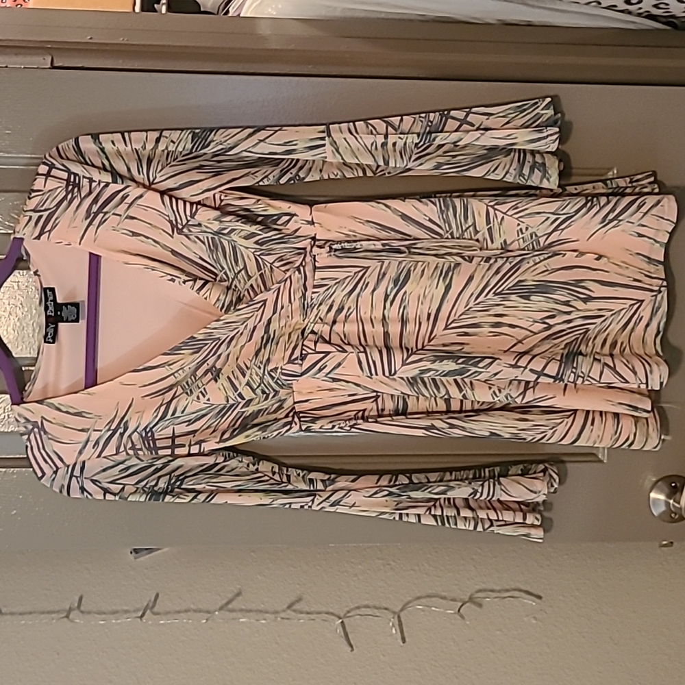 Pink and palm leaf dress